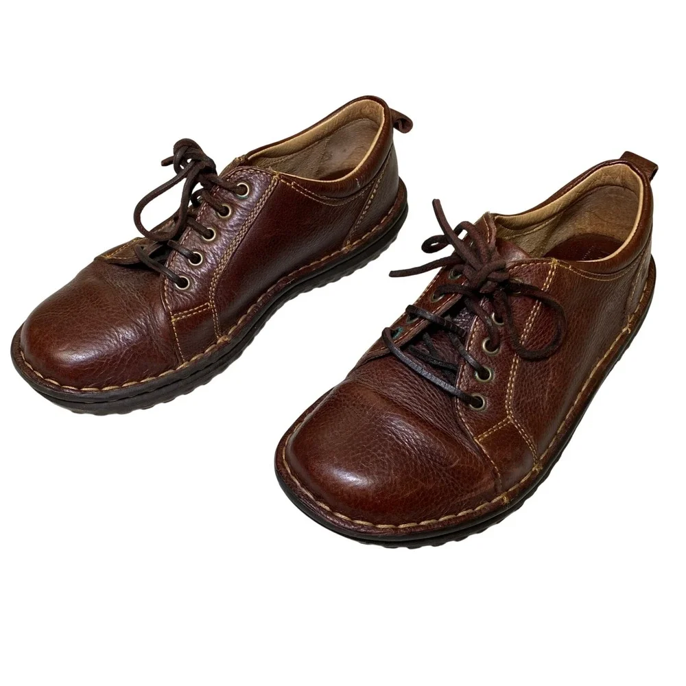 Born Handcrafted Brown Leather Oxford Comfort Shoes Women's US 8 EU 39 Lace Up